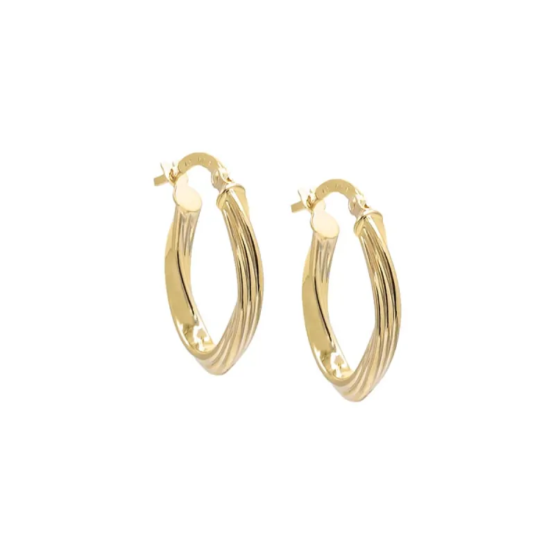 Oval Fluted Twisted Hoop Earring 14K sold by Adina Eden's