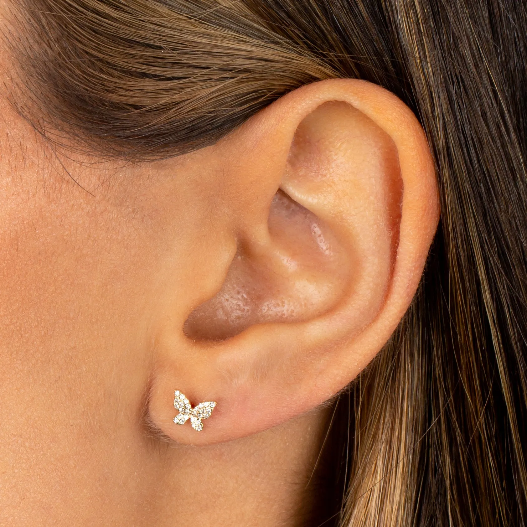 Diamond Mini Butterfly Stud Earring 14K sold by Adina Eden's product image thumbnail 2