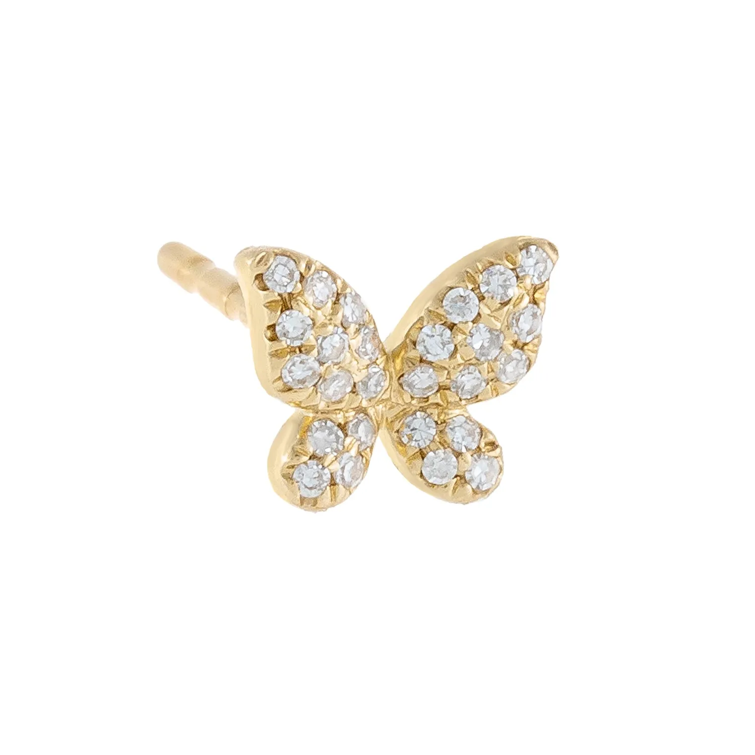 Diamond Mini Butterfly Stud Earring 14K sold by Adina Eden's