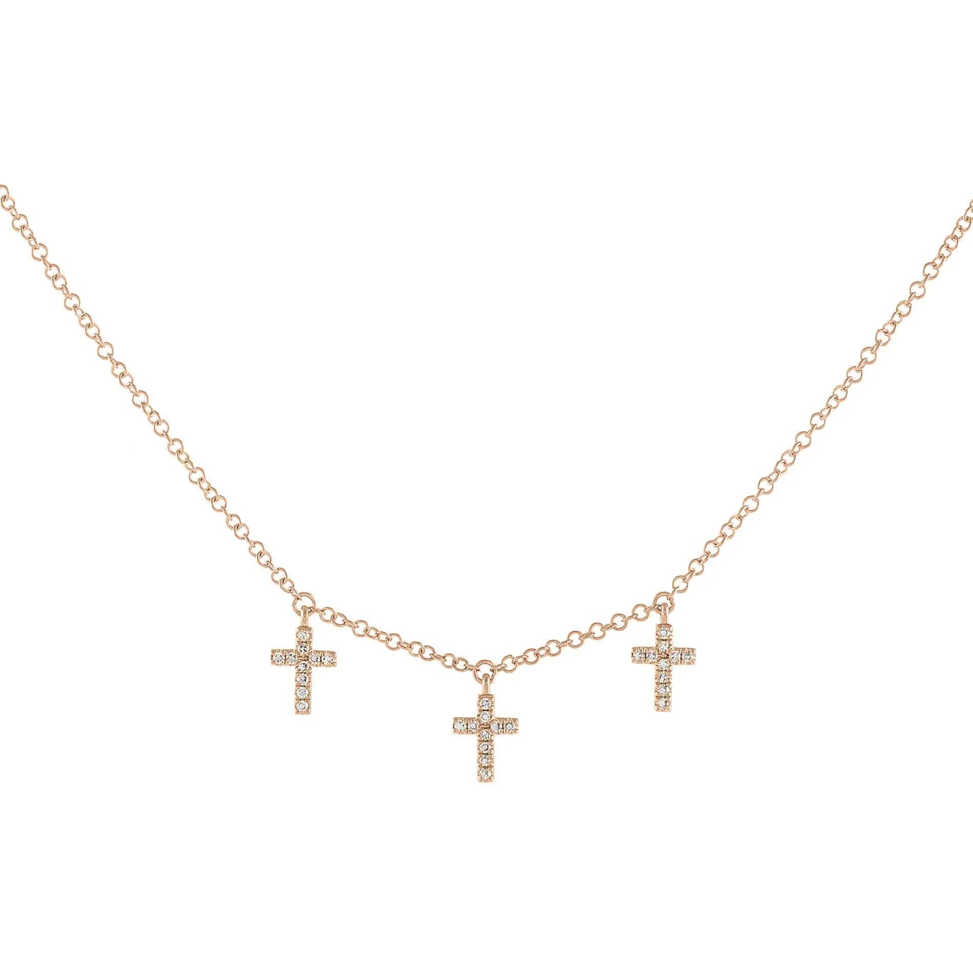 Triple Diamond Cross Necklace 14K sold by Adina Eden's product image thumbnail 5