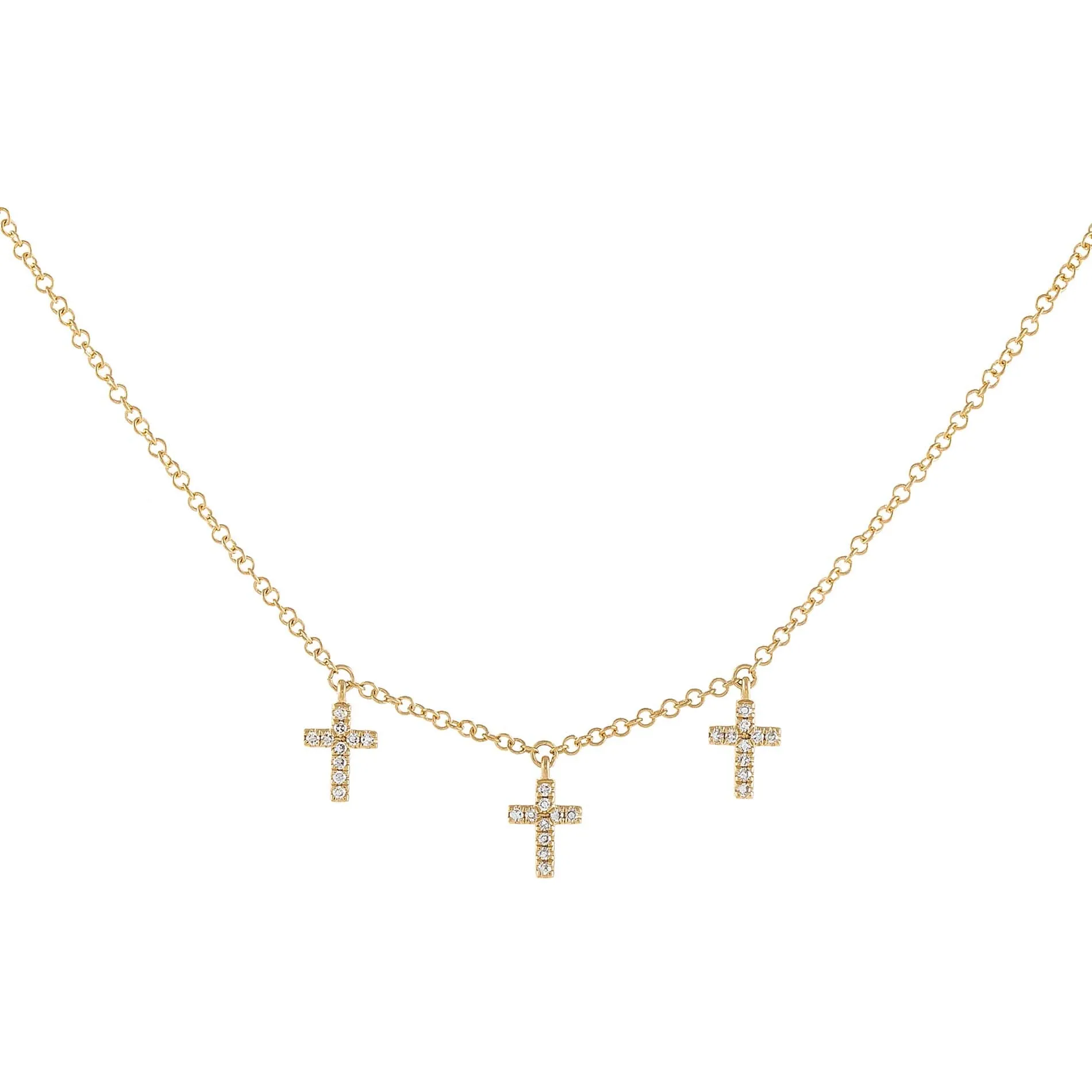 Triple Diamond Cross Necklace 14K sold by Adina Eden's
