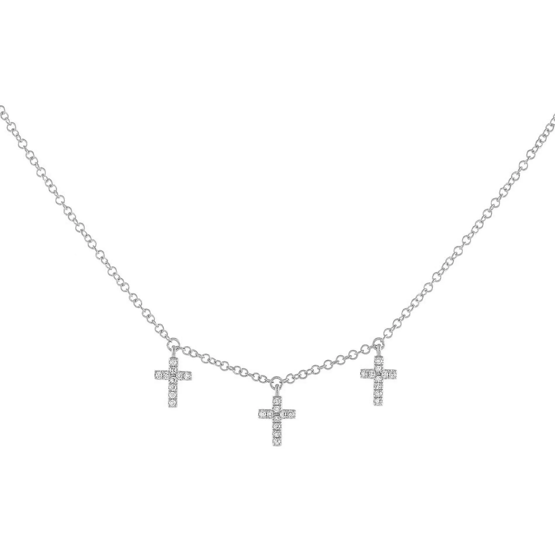 Triple Diamond Cross Necklace 14K sold by Adina Eden's product image thumbnail 4