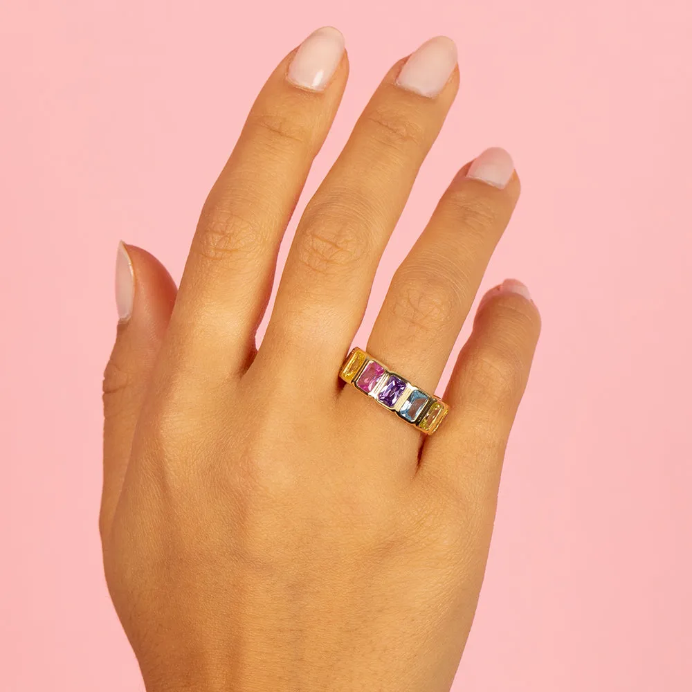 Colored Bezel Baguette Eternity Ring sold by Adina Eden's product image thumbnail 2