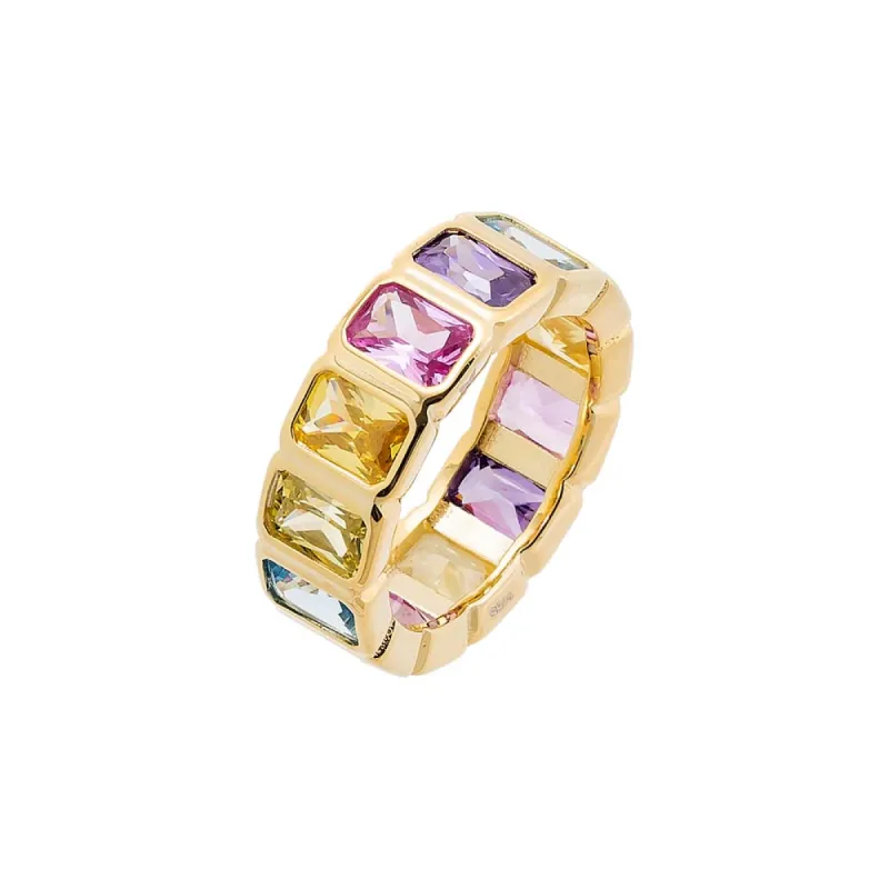 Colored Bezel Baguette Eternity Ring sold by Adina Eden's