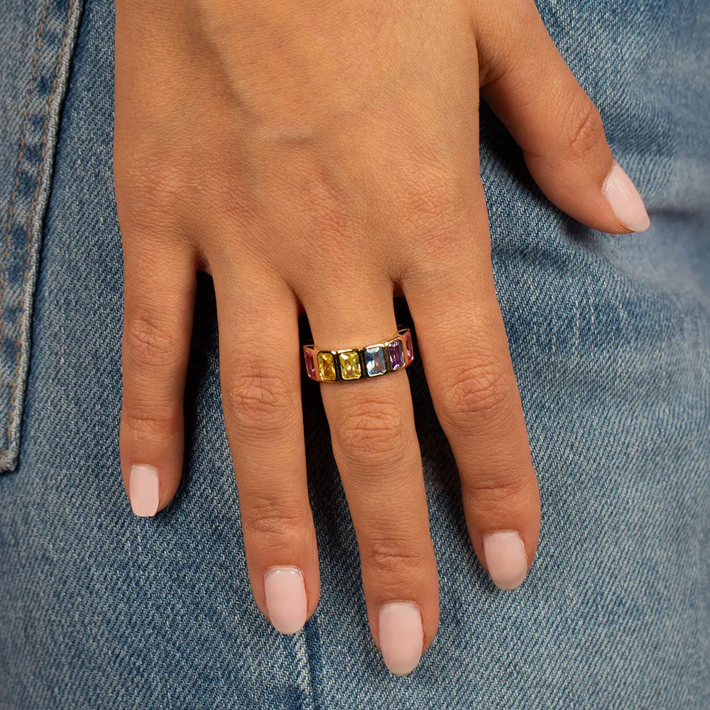 Colored Bezel Baguette Eternity Ring sold by Adina Eden's product image thumbnail 3