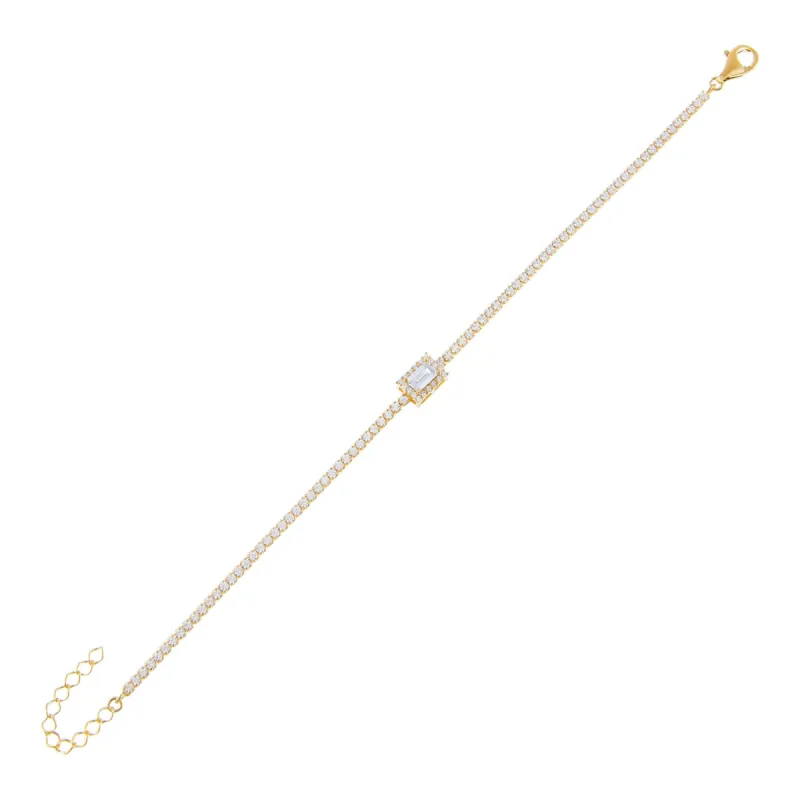 CZ Illusion Baguette Tennis Bracelet sold by Adina Eden's