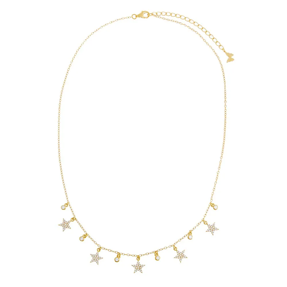 Pavé Dangling Stars & Bezel CZ Necklace sold by Adina Eden's product image thumbnail 3