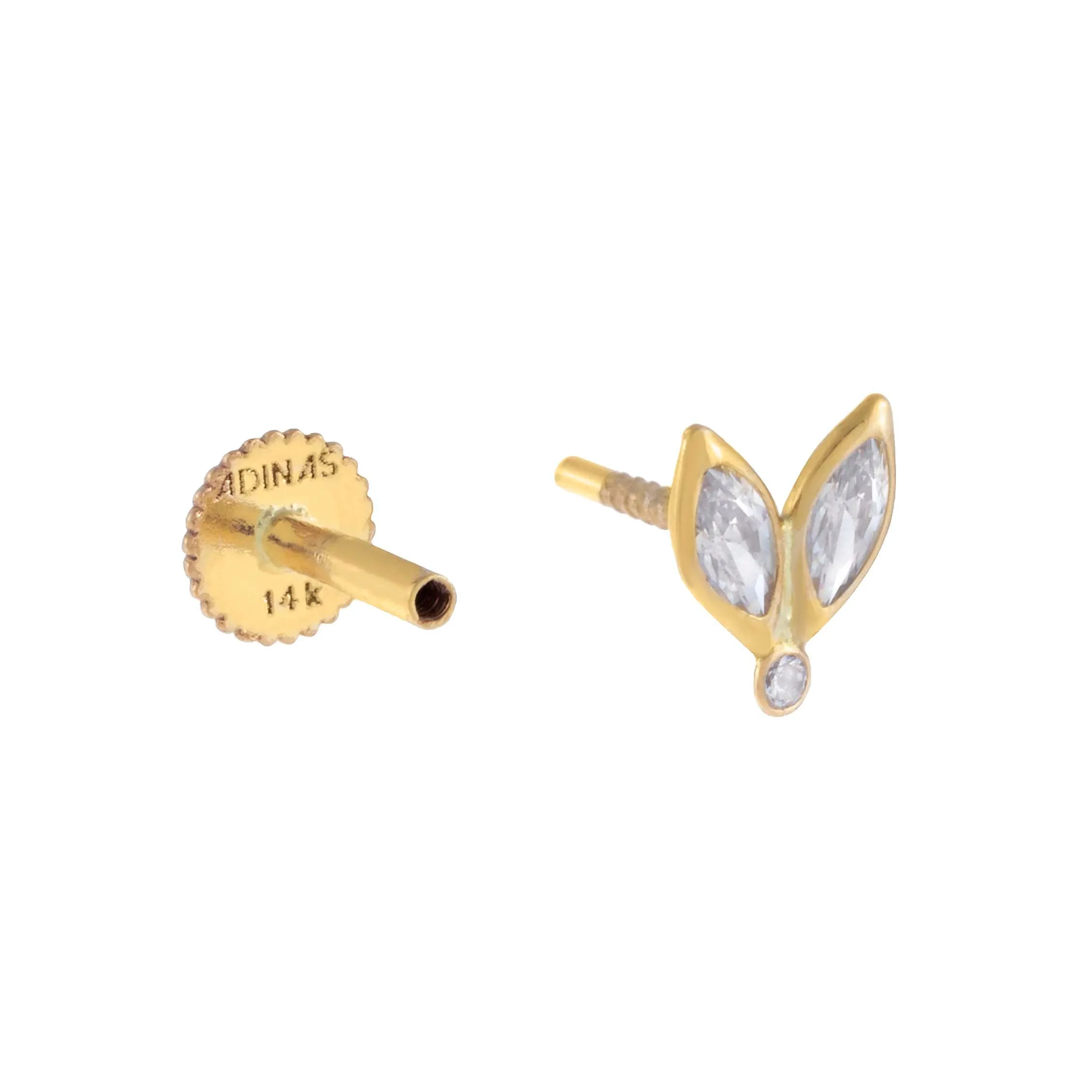 Tiny CZ Marquise Threaded Stud Earring 14K sold by Adina Eden's product image thumbnail 3