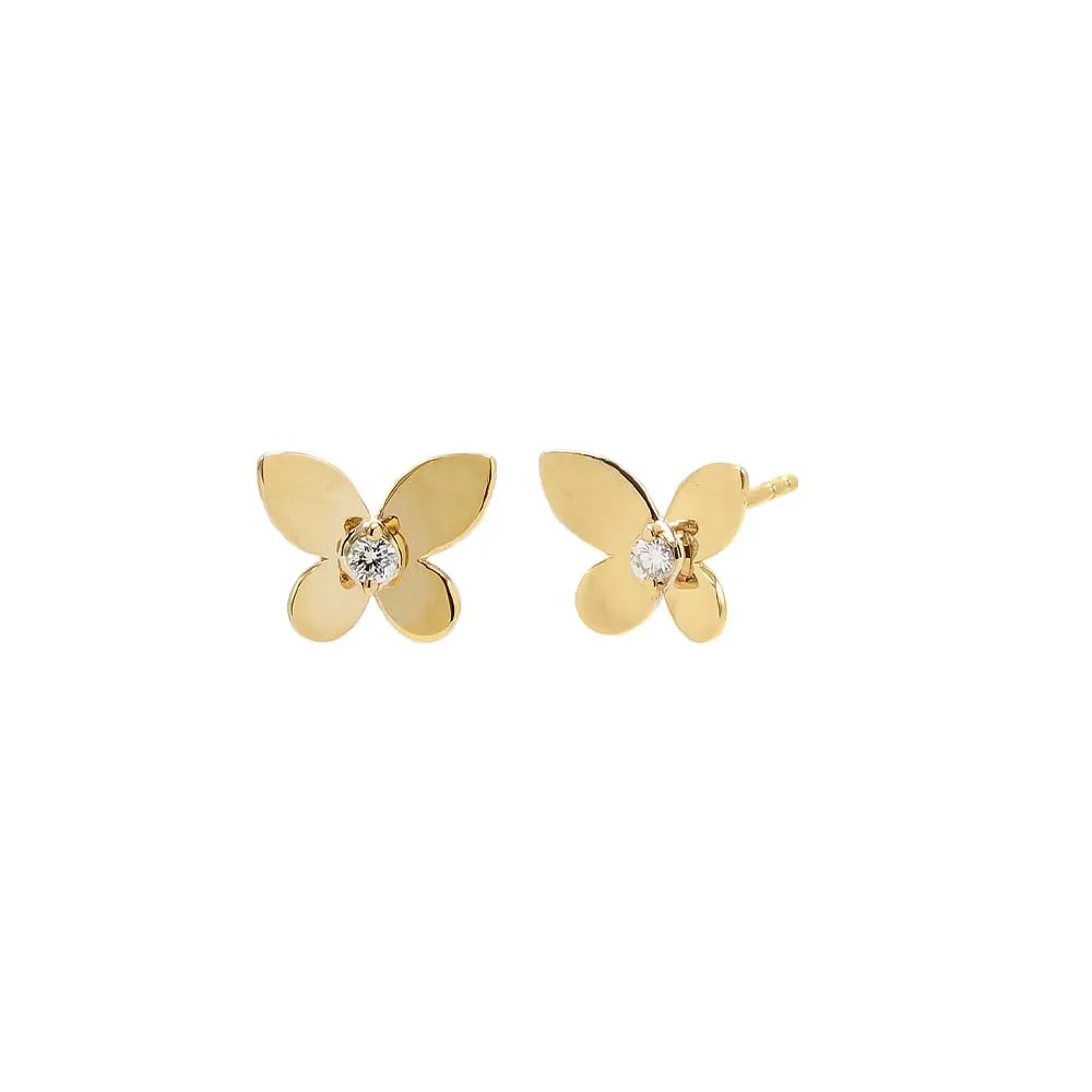Diamond Solitaire Butterfly Stud Earring 14K sold by Adina Eden's