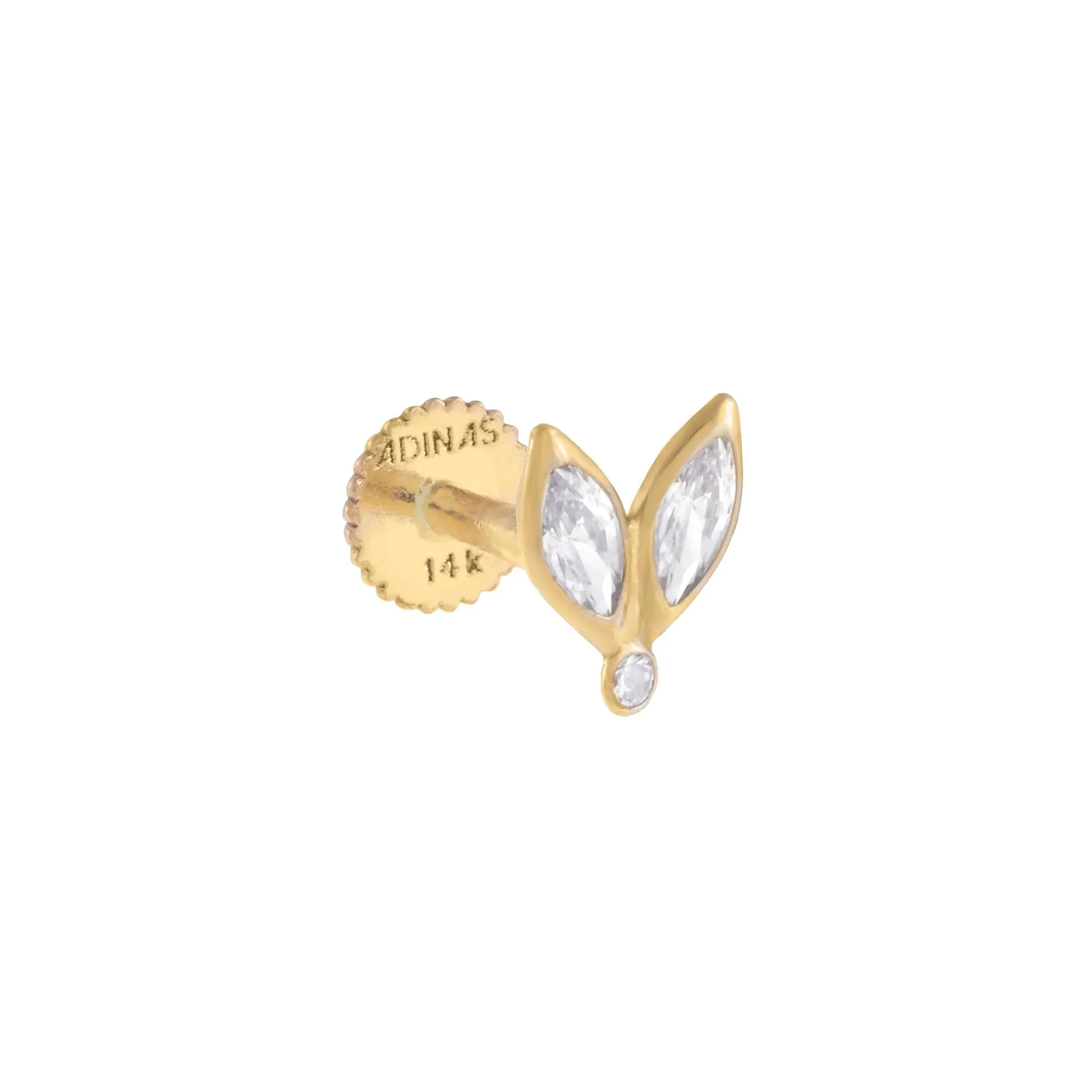 Tiny CZ Marquise Threaded Stud Earring 14K sold by Adina Eden's