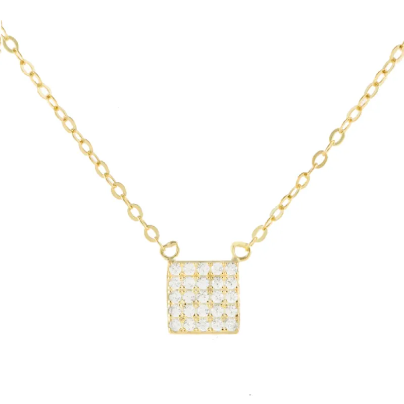 Square Pavé Pendant Necklace sold by Adina Eden's