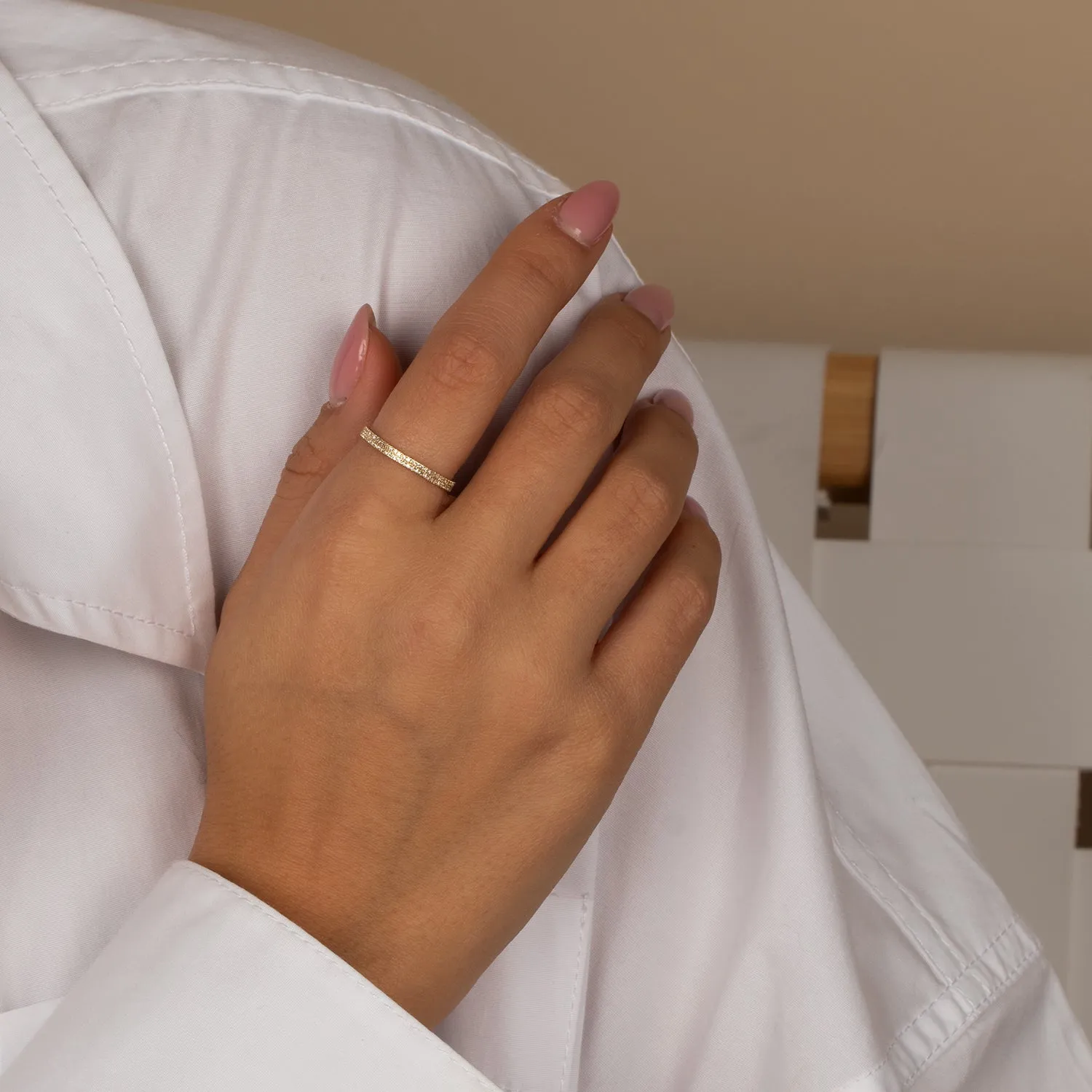 Diamond Pave Double Row Eternity Band 14K sold by Adina Eden's product image thumbnail 2