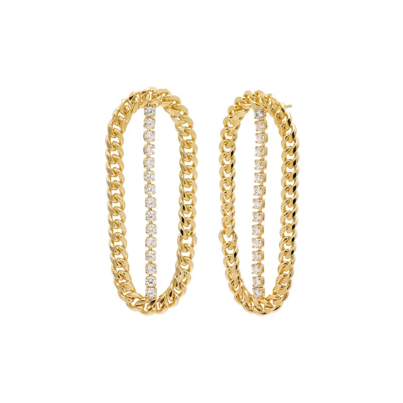 Cuban Rimmed X Tennis Drop Stud Earring sold by Adina Eden's