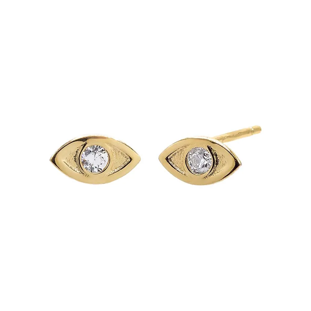 Mini CZ Evil Eye Stud Earring 14K sold by Adina Eden's