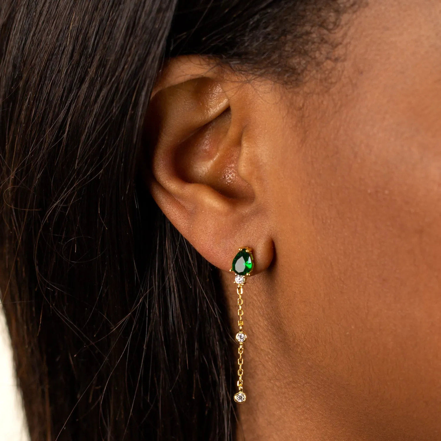 Dangling CZ Drop Stud Earring sold by Adina Eden's product image thumbnail 2