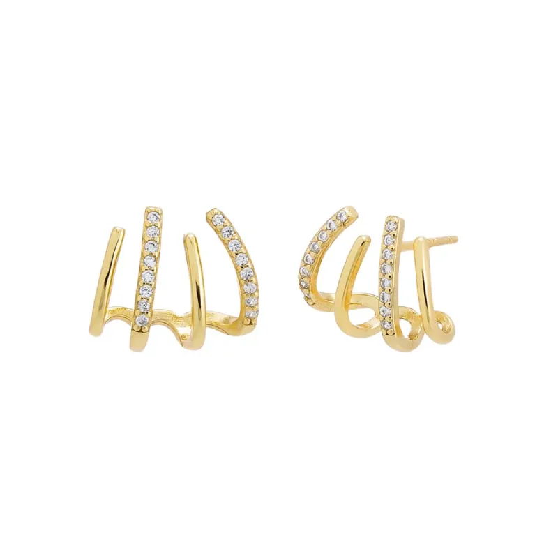 Solid/Pave Multi Claw Stud Earring sold by Adina Eden's