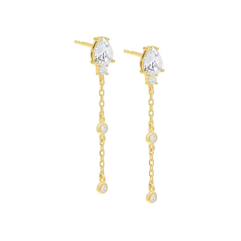 Dangling CZ Drop Stud Earring sold by Adina Eden's product image thumbnail 4