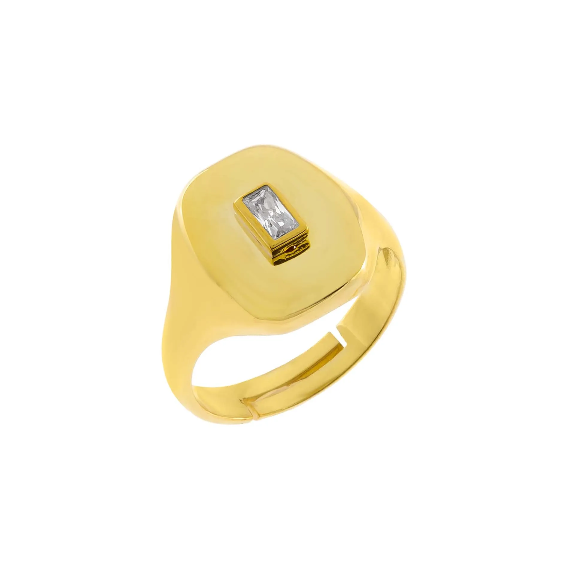 CZ Baguette Signet Ring sold by Adina Eden's
