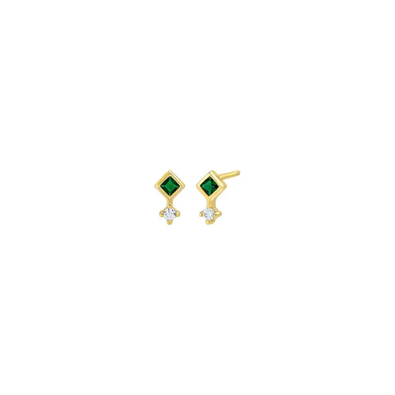 Colored Itty Bitty Double Stone Stud Earring sold by Adina Eden's
