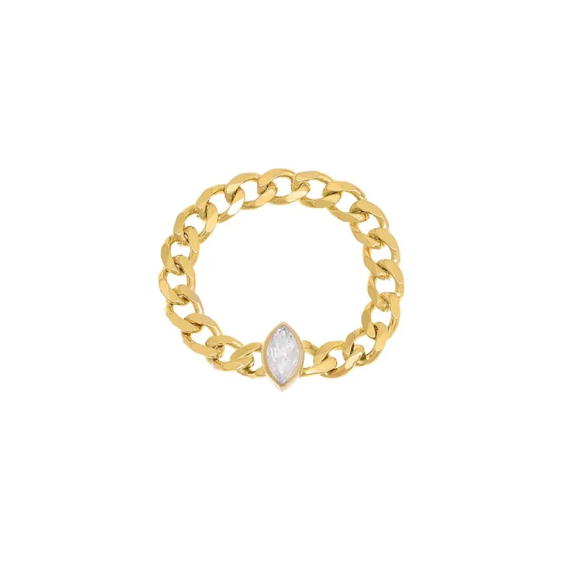 Marquise Bezel Cuban Ring sold by Adina Eden's