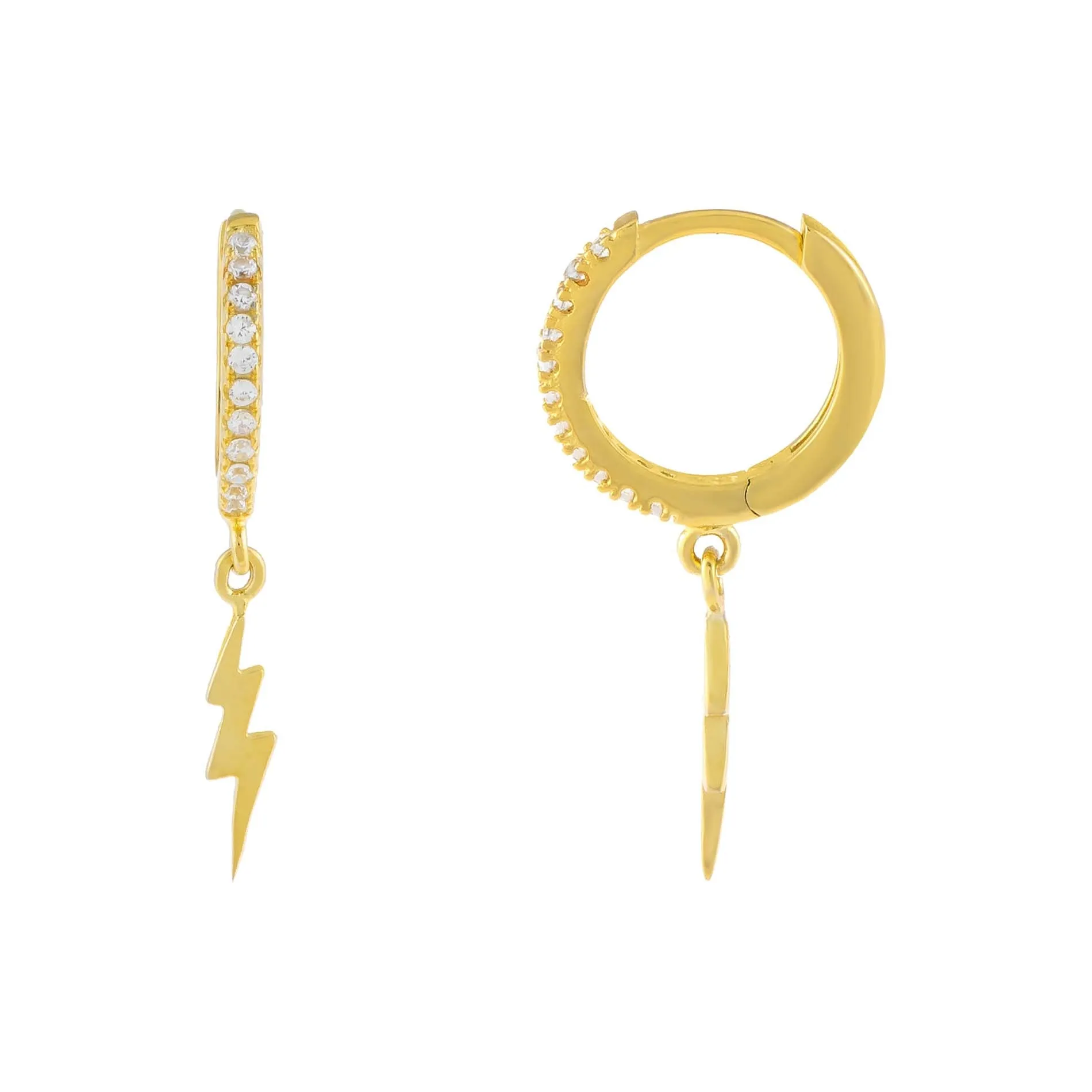 CZ Lightning Huggie Earring sold by Adina Eden's