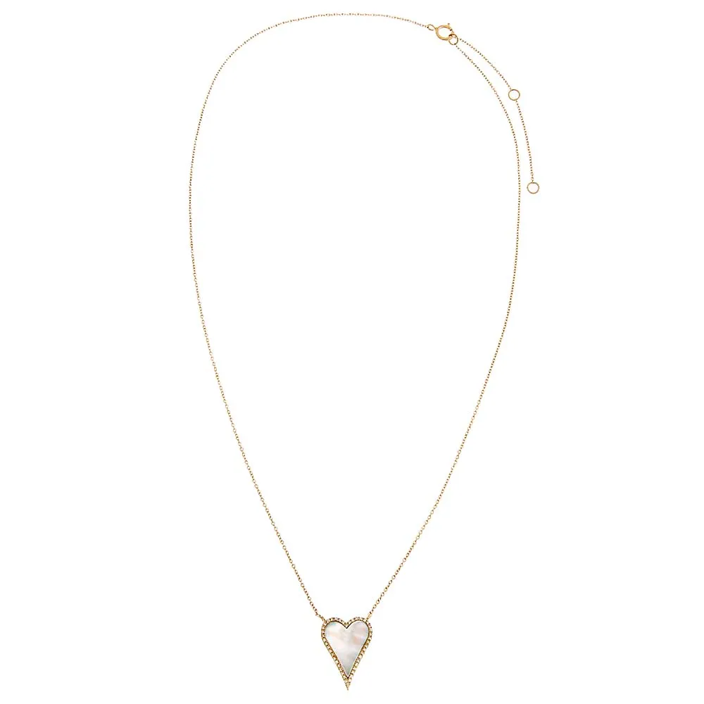 Small Diamond Outlined Colored Stone Heart Necklace 14K sold by Adina Eden's product image thumbnail 2