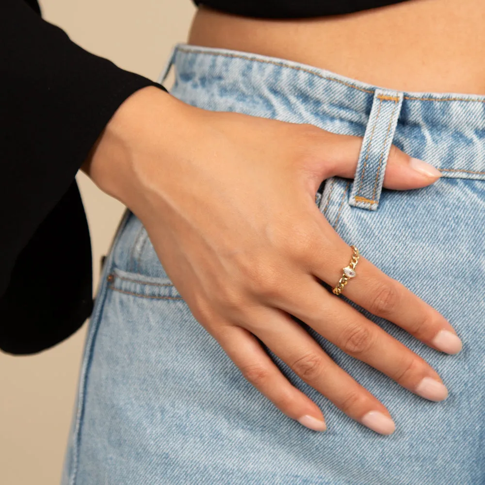 Marquise Bezel Cuban Ring sold by Adina Eden's product image thumbnail 2