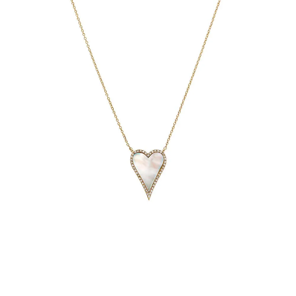 Small Diamond Outlined Colored Stone Heart Necklace 14K sold by Adina Eden's