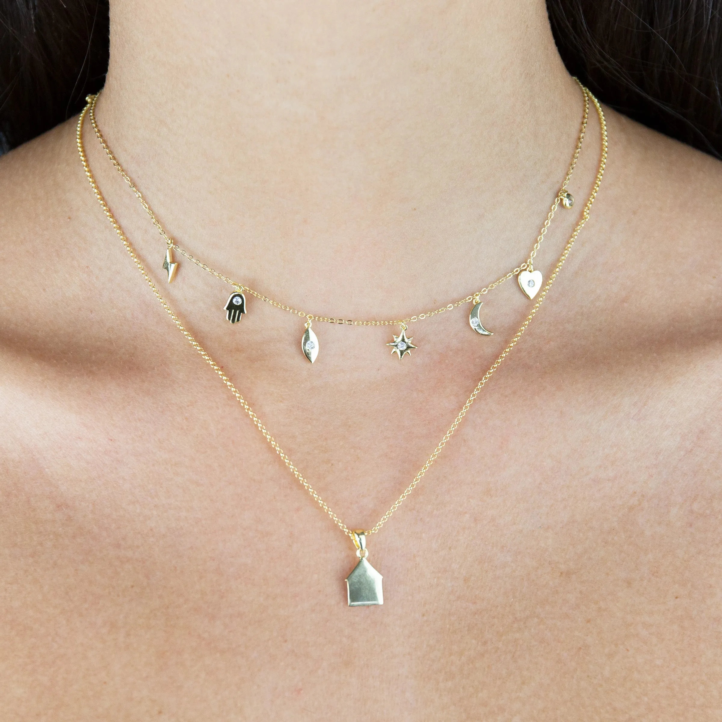 CZ Dangling Charms Necklace sold by Adina Eden's product image thumbnail 2