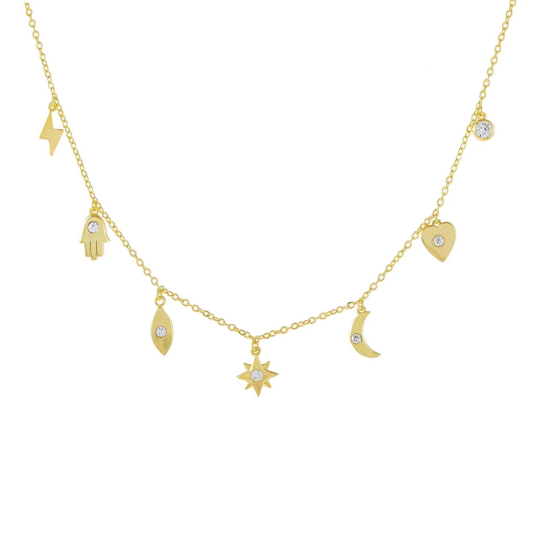 CZ Dangling Charms Necklace sold by Adina Eden's