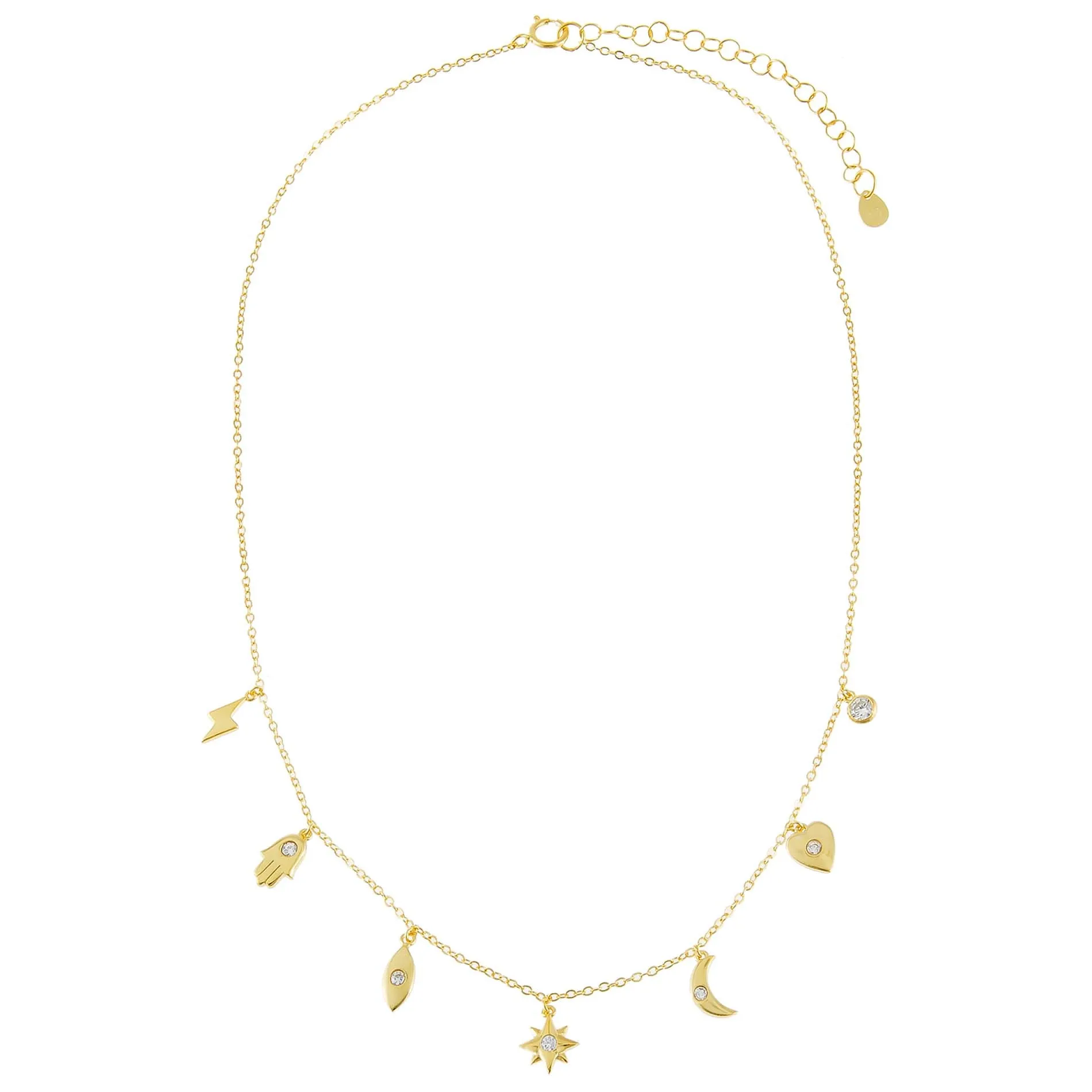 CZ Dangling Charms Necklace sold by Adina Eden's product image thumbnail 3
