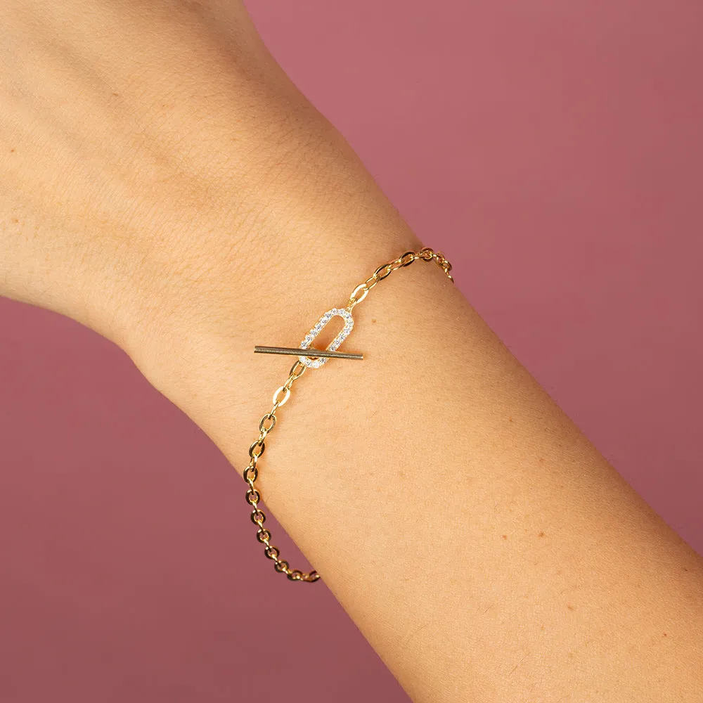 Delicate Pavé Oval Toggle Bracelet sold by Adina Eden's product image thumbnail 2