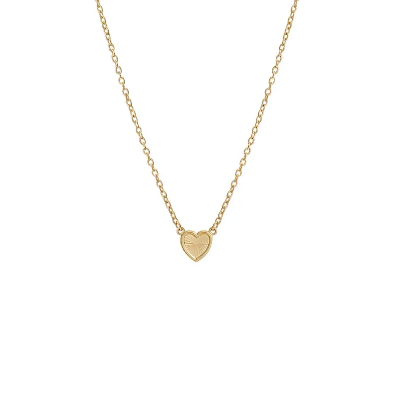 Tiny Fluted Heart Necklace 14K sold by Adina Eden's