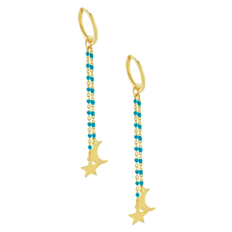 Celestial Enamel Drop Huggie Earring sold by Adina Eden's