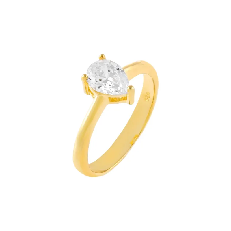 CZ Dainty Teardrop Ring sold by Adina Eden's