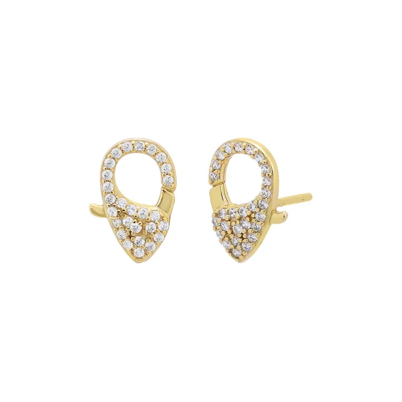 Mini Pavé Clasp Stud Earring sold by Adina Eden's