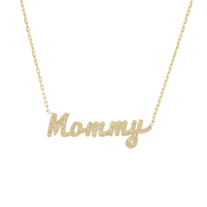 Pavé Script Mommy Necklace sold by Adina Eden's