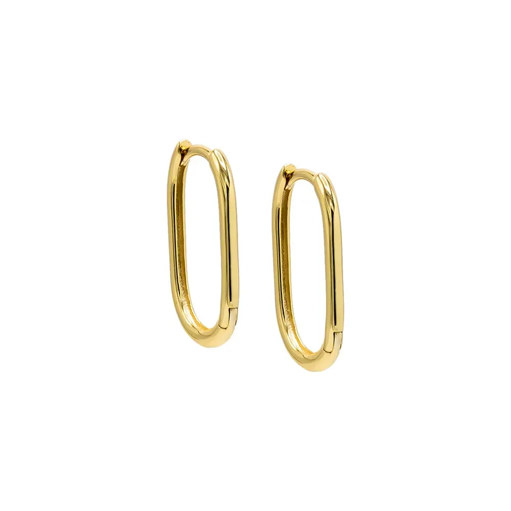 Thin Solid Oval Shape Huggie Earring sold by Adina Eden's