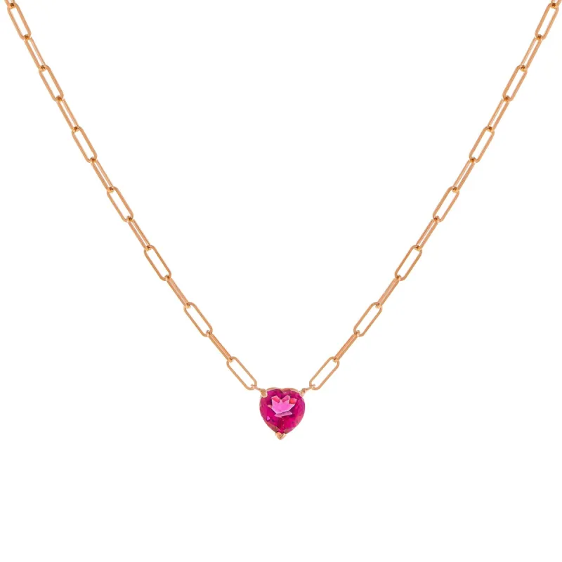 Diamond Topaz Heart Link Necklace 14K sold by Adina Eden's