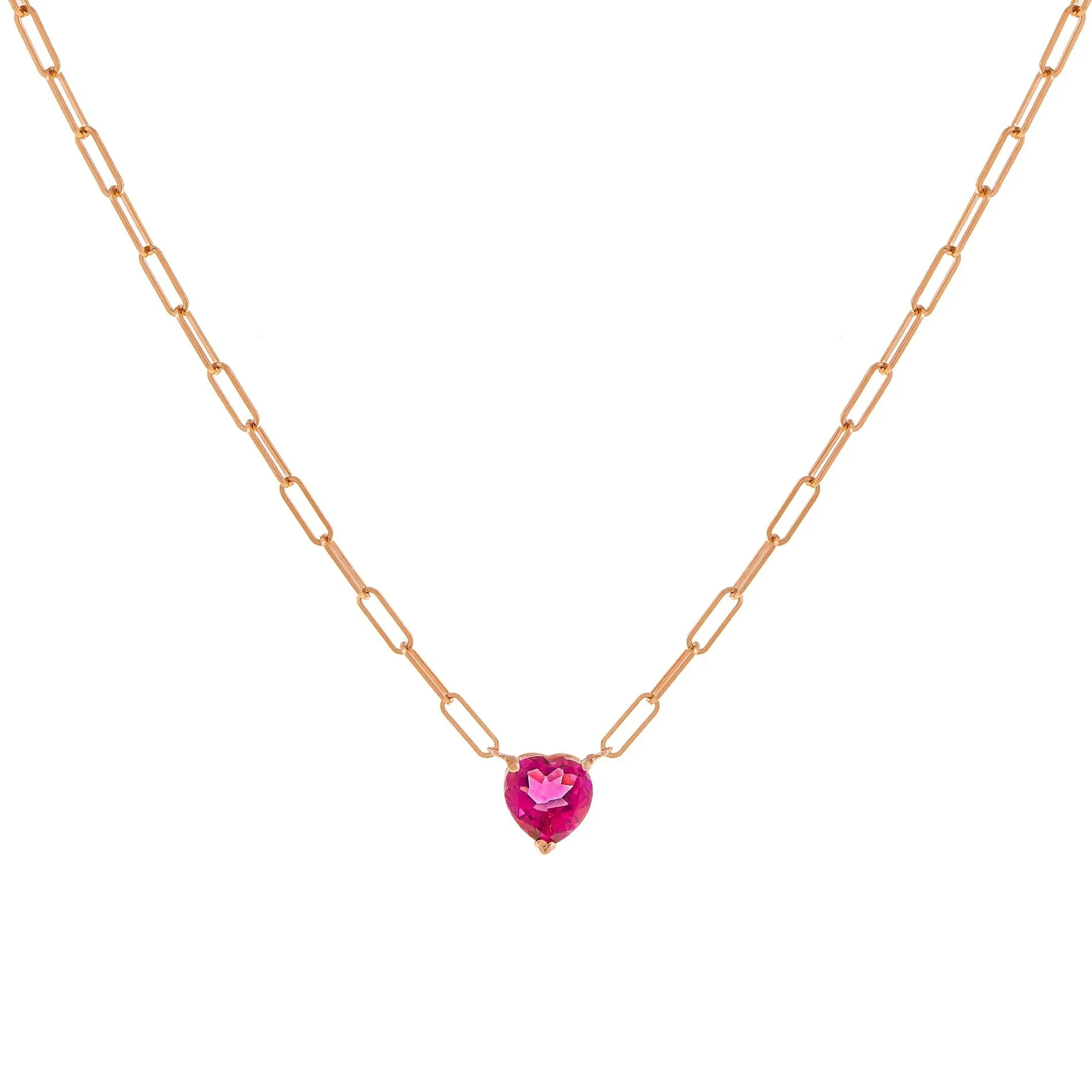 Diamond Topaz Heart Link Necklace 14K sold by Adina Eden's
