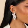 Pavé Fancy Flower Petals Drop Stud Earring sold by Adina Eden's