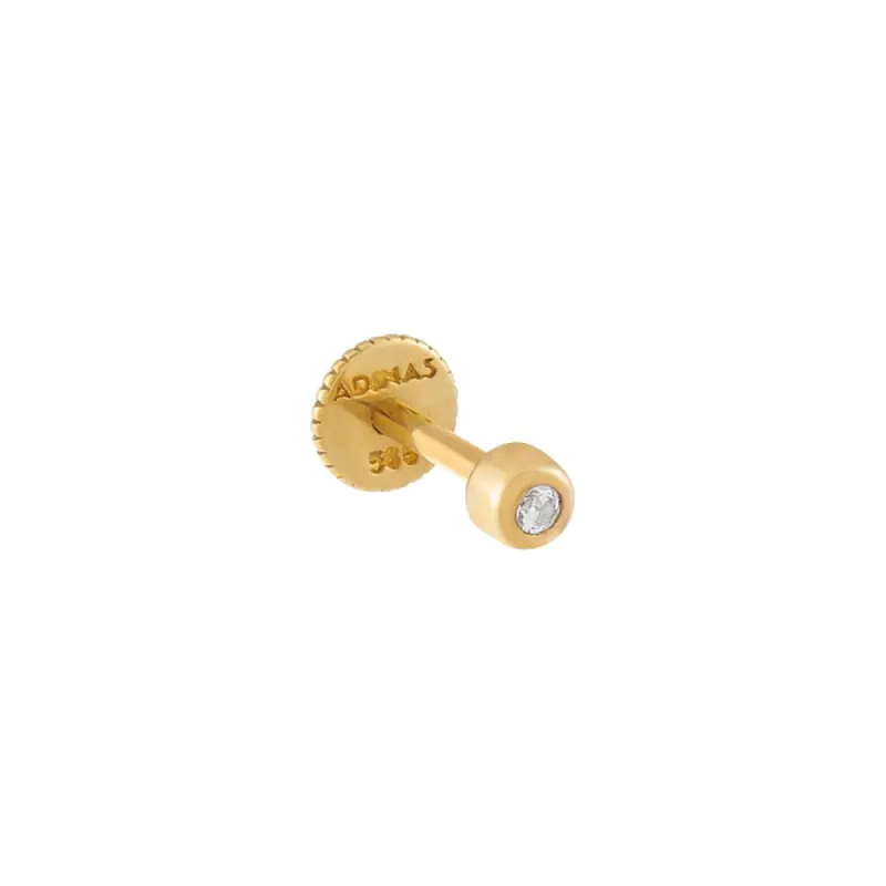 Tiny CZ Bezel Threaded Stud Earring 14K sold by Adina Eden's
