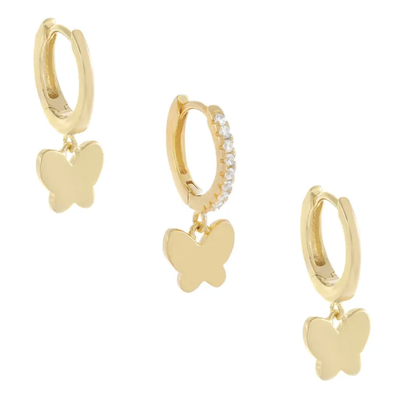 Butterfly Huggie Earring Combo Set sold by Adina Eden's