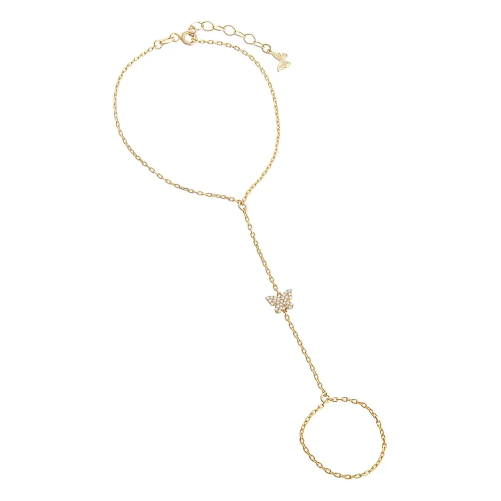 Pave Butterfly Hand Chain sold by Adina Eden's