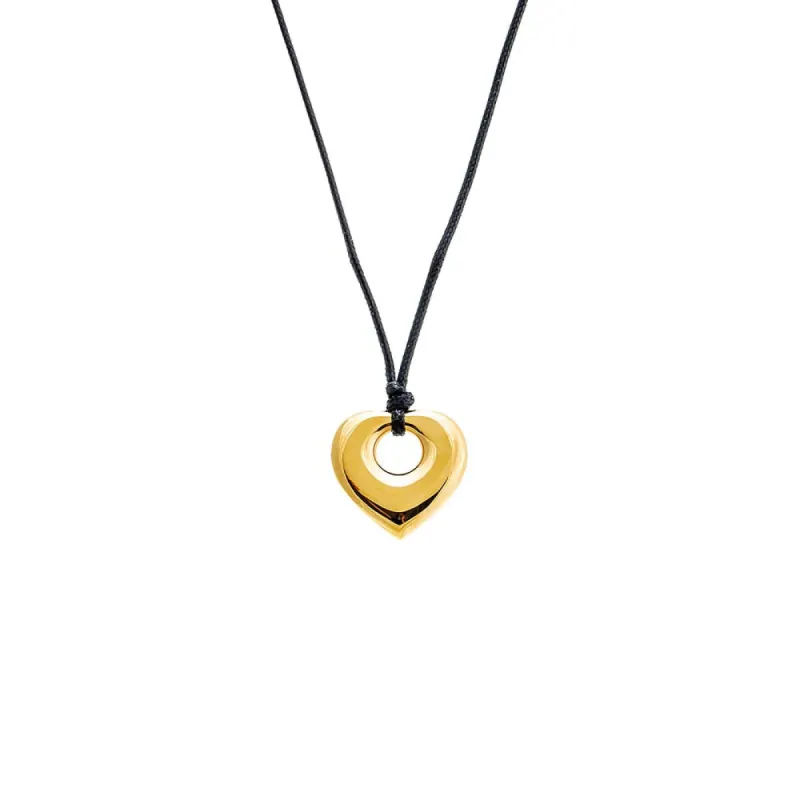 Solid Open Puffy Heart Rope Pendant Necklace sold by Adina Eden's