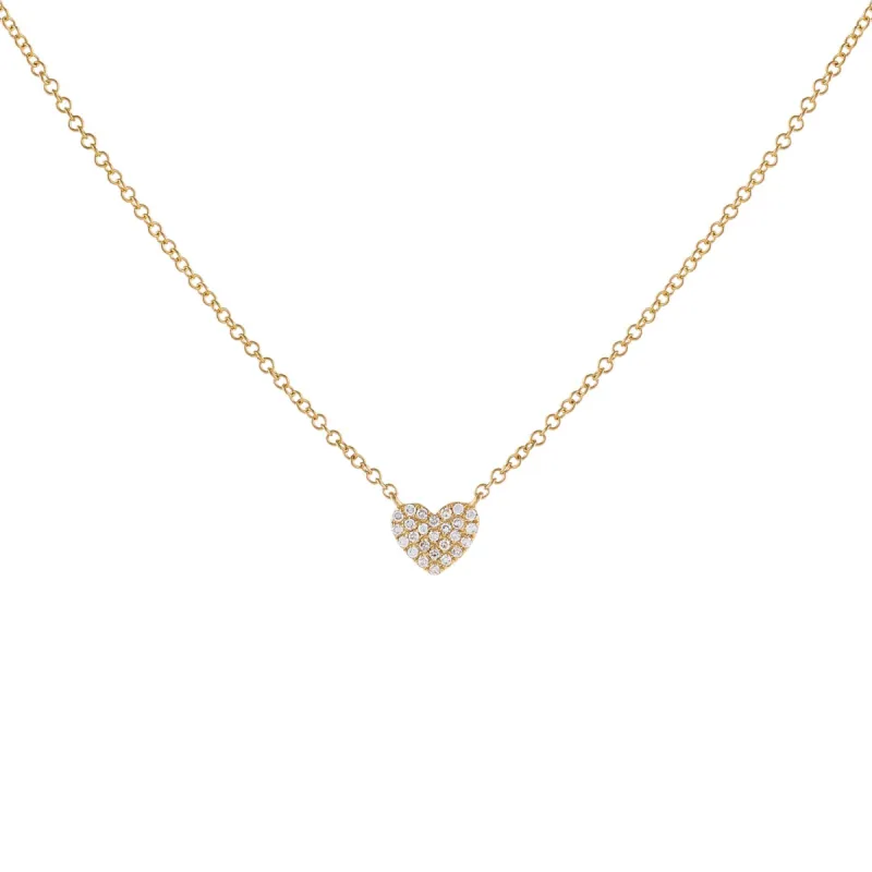 Mini Pavé Diamond Heart Necklace 14K sold by Adina Eden's