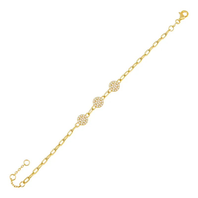 Pavé Triple Disc Chain Bracelet sold by Adina Eden's