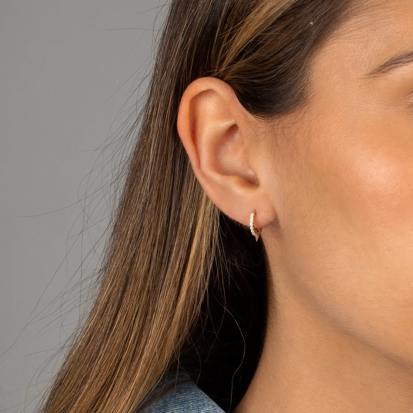 Pavé Spike Huggie Earring 14K sold by Adina Eden's product image thumbnail 2