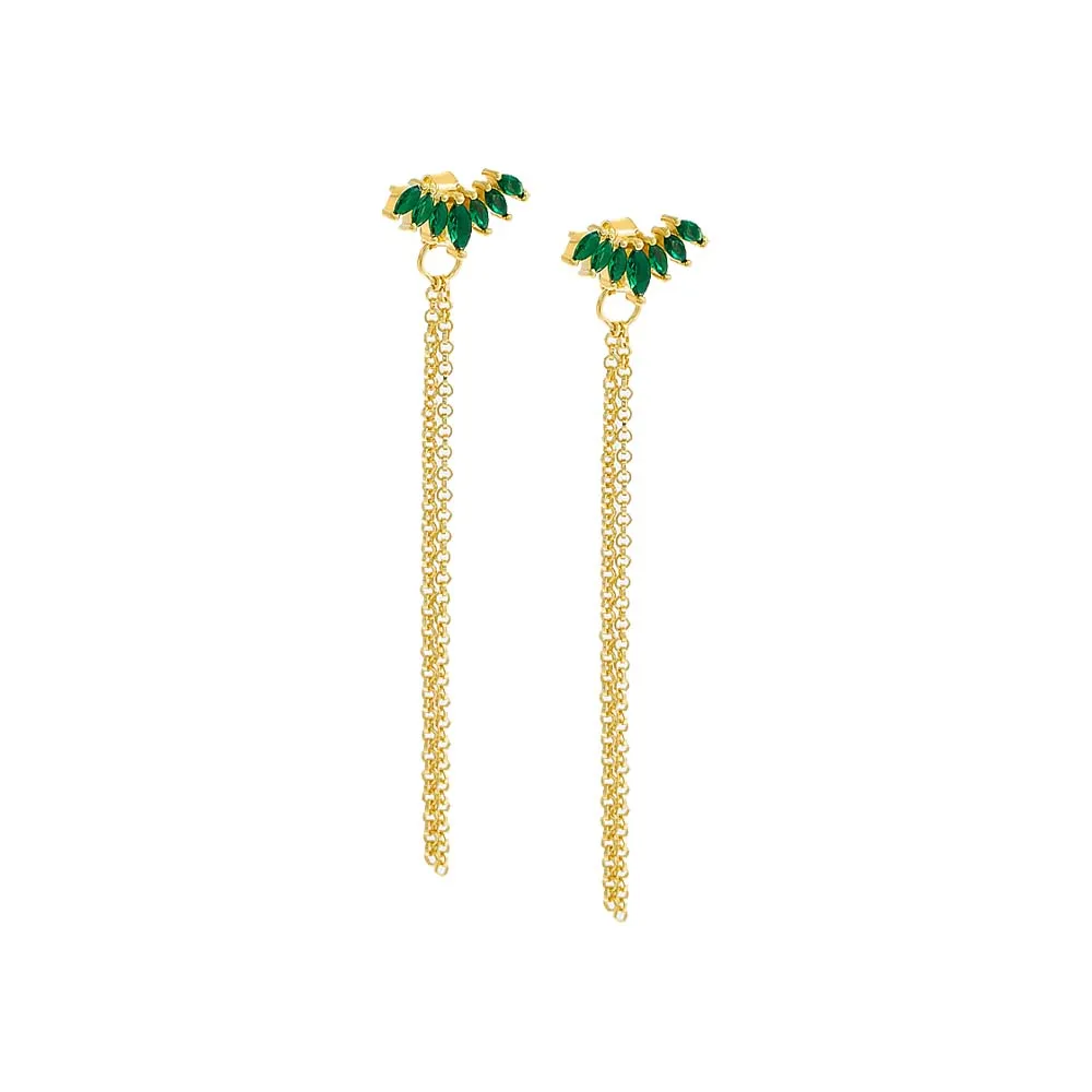 Colored Marquise Curved Bar Drop Stud Earring sold by Adina Eden's