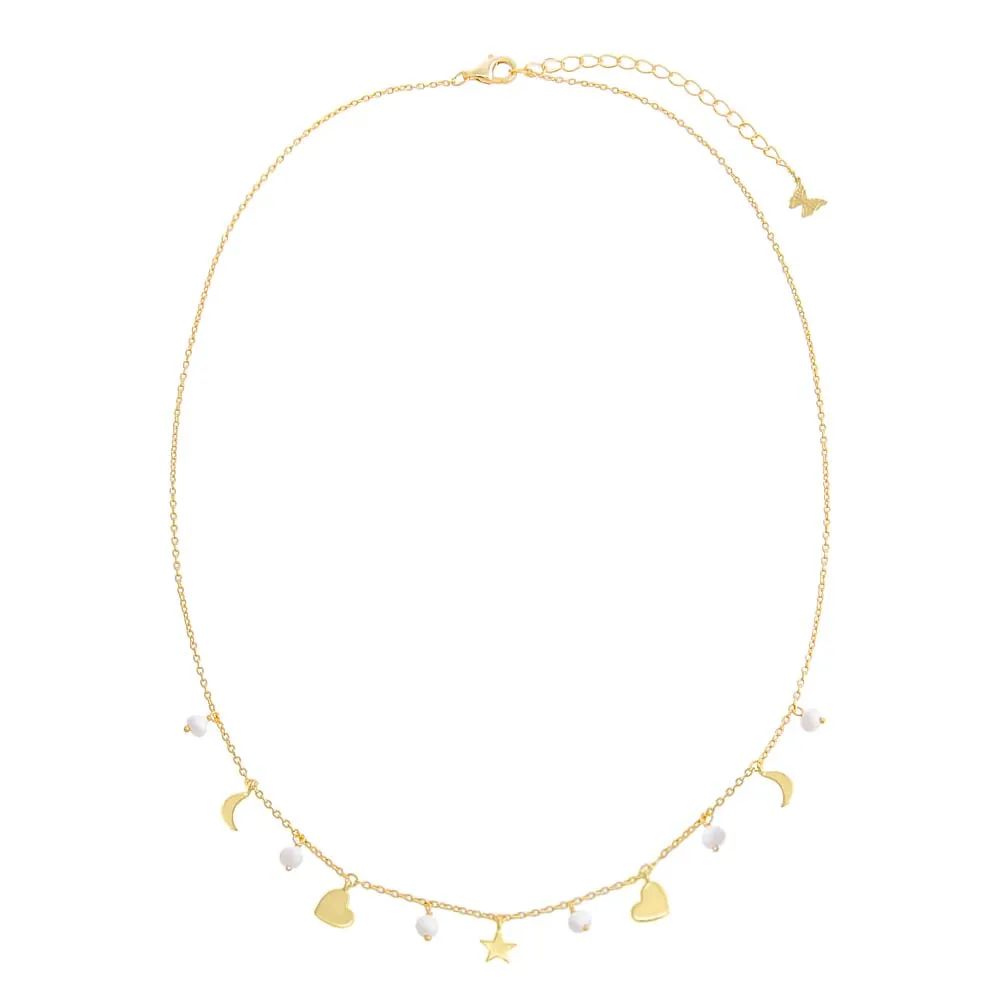 Dangling Multi Charms & Pearls Necklace sold by Adina Eden's product image thumbnail 3